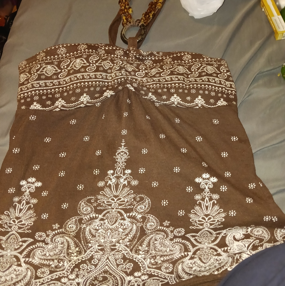 NO BOUNDARIES brown halter top